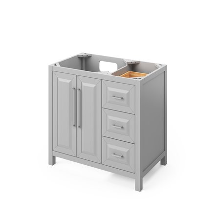 JEFFREY ALEXANDER 36" Grey Cade Vanity, left offset, Boulder Vanity Cultured Marble Vanity Top VKITCAD36GRBOR